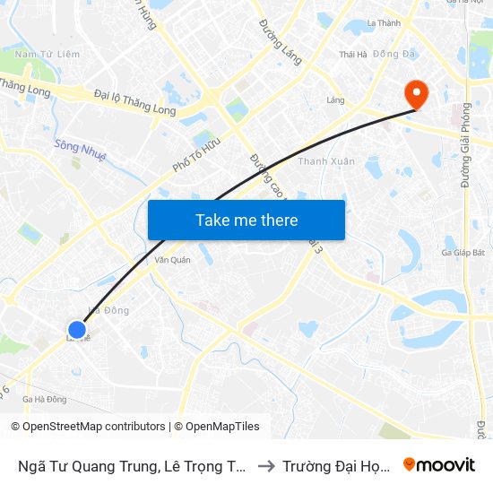 Ngã Tư Quang Trung, Lê Trọng Tấn - Nhà Ga  La Khê to Trường Đại Học Y Hà Nội map