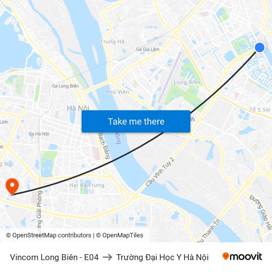 Vincom Long Biên - E04 to Trường Đại Học Y Hà Nội map