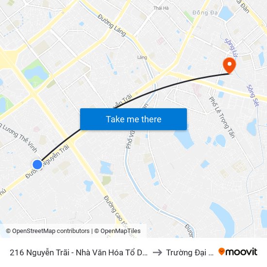 216 Nguyễn Trãi - Nhà Văn Hóa Tổ Dân Phố Số 8 & 9 Phường Trung Văn to Trường Đại Học Y Hà Nội map