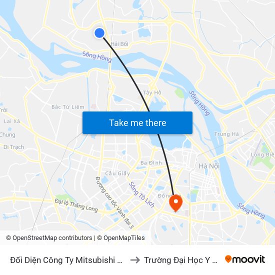 Đối Diện Công Ty Mitsubishi Việt Nam to Trường Đại Học Y Hà Nội map