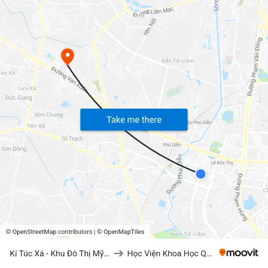 Kí Túc Xá - Khu Đô Thị Mỹ Đình II to Học Viện Khoa Học Quân Sự map