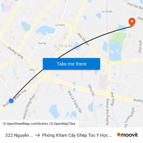 322 Nguyễn Trãi to Phòng Khám Cấy Ghép Tóc Y Học Quốc Tế map