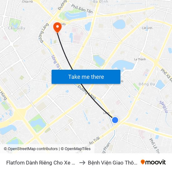 Flatfom Dành Riêng Cho Xe Buýt Trước Nhà 45 Đường Láng to Bệnh Viện Giao Thông Vận Tải Trung Ương map