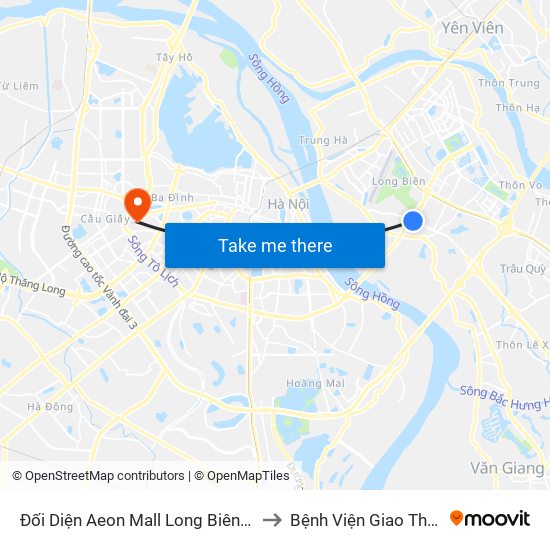 Đối Diện Aeon Mall Long Biên (Cột Điện T4a/2a-B Đường Cổ Linh) to Bệnh Viện Giao Thông Vận Tải Trung Ương map