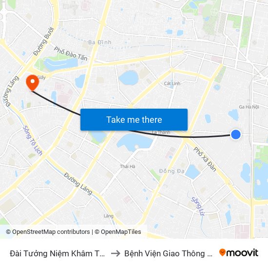 Đài Tưởng Niệm Khâm Thiên - 45 Khâm Thiên to Bệnh Viện Giao Thông Vận Tải Trung Ương map