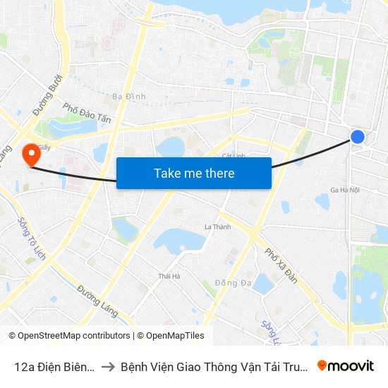 12a Điện Biên Phủ to Bệnh Viện Giao Thông Vận Tải Trung Ương map