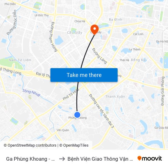 Ga Phùng Khoang - 81 Trần Phú to Bệnh Viện Giao Thông Vận Tải Trung Ương map