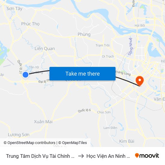 Trung Tâm Dịch Vụ Tài Chính Bộ Tài Chính to Học Viện An Ninh Nhân Dân map