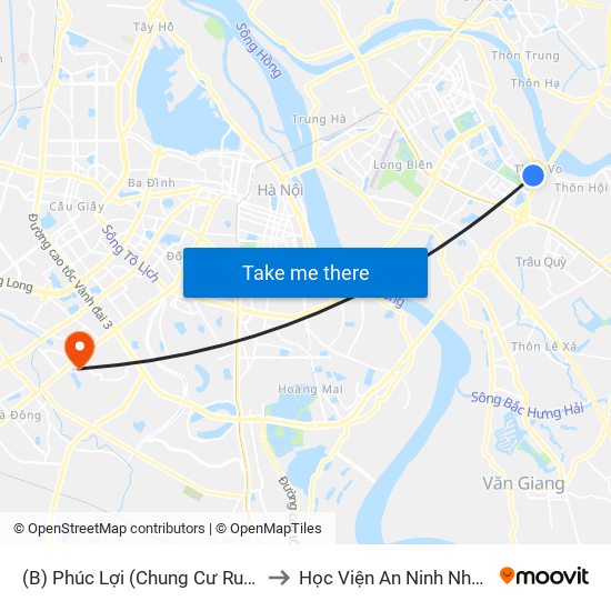 (B) Phúc Lợi (Chung Cư Ruby City) to Học Viện An Ninh Nhân Dân map