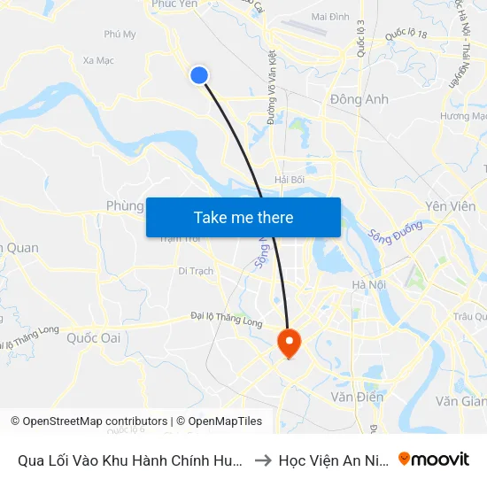 Qua Lối Vào Khu Hành Chính Huyện Mê Linh 100m - Ql23 to Học Viện An Ninh Nhân Dân map