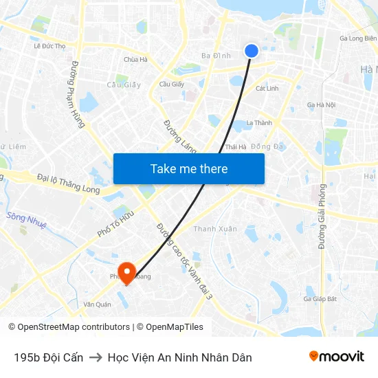 195b Đội Cấn to Học Viện An Ninh Nhân Dân map