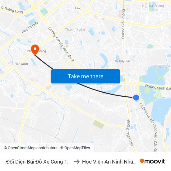 Đối Diện Bãi Đỗ Xe Công Ty Hino to Học Viện An Ninh Nhân Dân map