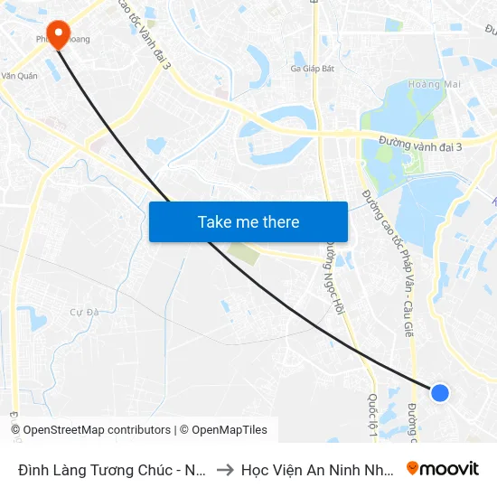Đình Làng Tương Chúc - Ngũ Hiệp to Học Viện An Ninh Nhân Dân map