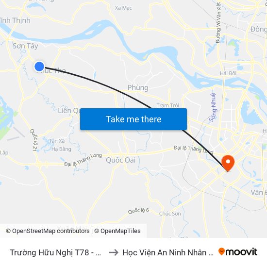 Trường Hữu Nghị T78 - Ql32 to Học Viện An Ninh Nhân Dân map