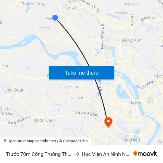 Trước 70m Cổng Trường Thpt Tự Lập to Học Viện An Ninh Nhân Dân map