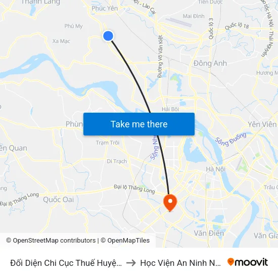 Đối Diện Chi Cục Thuế Huyện Mê Linh to Học Viện An Ninh Nhân Dân map