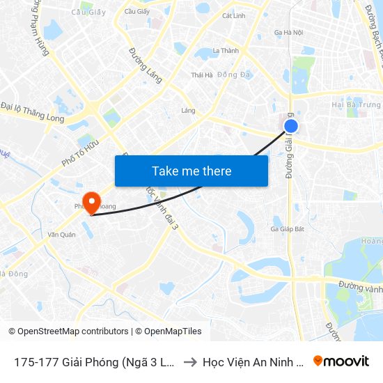 175-177 Giải Phóng (Ngã 3 Lê Thanh Nghị) to Học Viện An Ninh Nhân Dân map