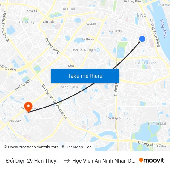 Đối Diện 29 Hàn Thuyên to Học Viện An Ninh Nhân Dân map