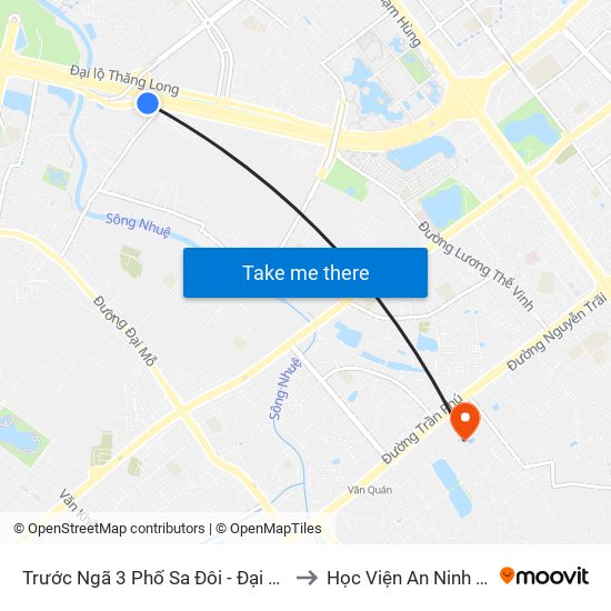 Trước Ngã 3 Phố Sa Đôi - Đại Lộ Thăng Long to Học Viện An Ninh Nhân Dân map