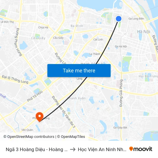 Ngã 3 Hoàng Diệu - Hoàng Văn Thụ to Học Viện An Ninh Nhân Dân map