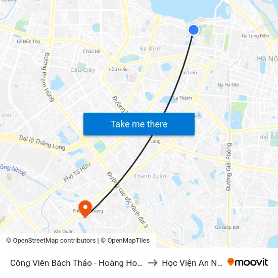Công Viên Bách Thảo - Hoàng Hoa Thám (Qua Phố Ngọc Hà) to Học Viện An Ninh Nhân Dân map