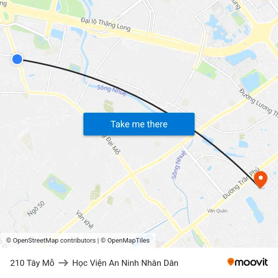 210 Tây Mỗ to Học Viện An Ninh Nhân Dân map