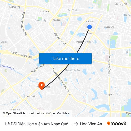 Hè Đối Diện Học Viện Âm Nhạc Quốc Gia Việt Nam - Qua Ngõ Quan Thổ 1 to Học Viện An Ninh Nhân Dân map