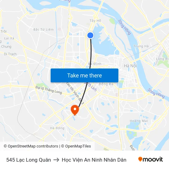 545 Lạc Long Quân to Học Viện An Ninh Nhân Dân map