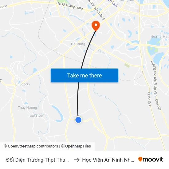 Đối Diện Trường Thpt Thanh Oai B to Học Viện An Ninh Nhân Dân map