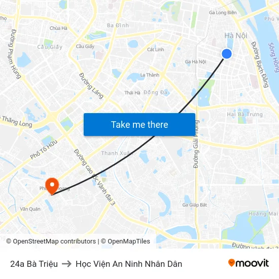 24a Bà Triệu to Học Viện An Ninh Nhân Dân map