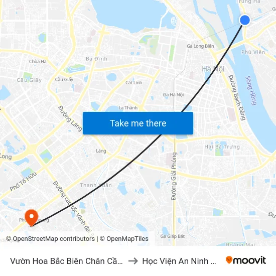 Vườn Hoa Bắc Biên Chân Cầu Long Biên to Học Viện An Ninh Nhân Dân map