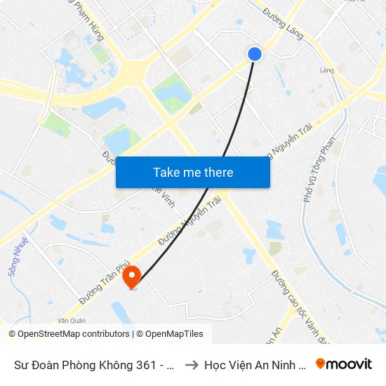 Sư Đoàn Phòng Không 361 - Lê Văn Lương to Học Viện An Ninh Nhân Dân map