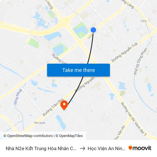 Nhà N2e Kđt Trung Hòa Nhân Chính - Lê Văn Lương to Học Viện An Ninh Nhân Dân map