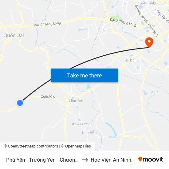 Phù Yên - Trường Yên - Chương Mỹ (Chiều Về) to Học Viện An Ninh Nhân Dân map