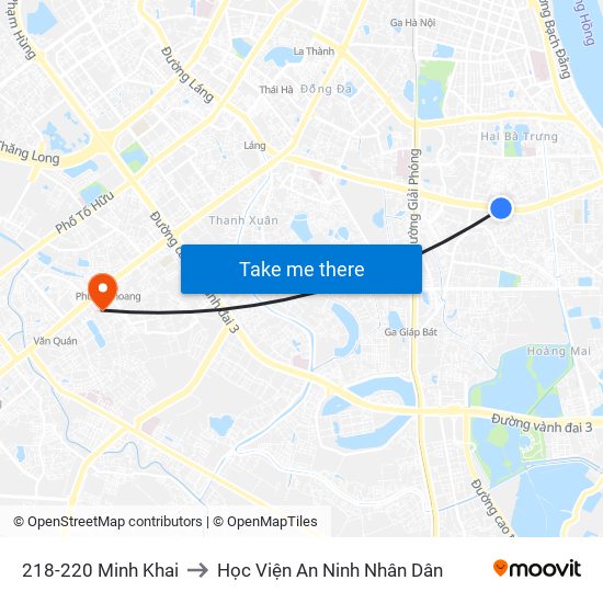 218-220 Minh Khai to Học Viện An Ninh Nhân Dân map