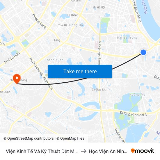 Viện Kinh Tế Và Kỹ Thuật Dệt May - 478 Minh Khai to Học Viện An Ninh Nhân Dân map