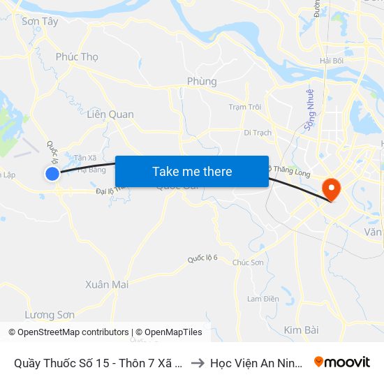 Quầy Thuốc Số 15 - Thôn 7 Xã Thạch Hòa - Ql21 to Học Viện An Ninh Nhân Dân map