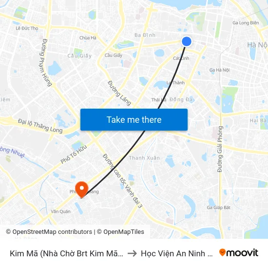 Kim Mã (Nhà Chờ Brt Kim Mã) - Biển Trước to Học Viện An Ninh Nhân Dân map