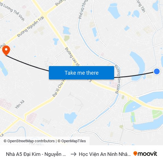 Nhà A5 Đại Kim - Nguyễn Cảnh Dị to Học Viện An Ninh Nhân Dân map