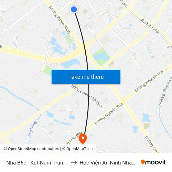 Nhà B6c - Kđt Nam Trung Yên to Học Viện An Ninh Nhân Dân map