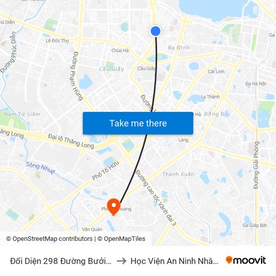 Đối Diện 298 Đường Bưởi Dưới to Học Viện An Ninh Nhân Dân map