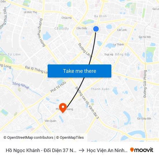 Hồ Ngọc Khánh - Đối Diện 37 Nguyễn Chí Thanh to Học Viện An Ninh Nhân Dân map