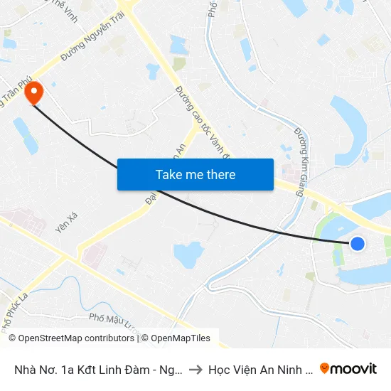 Nhà Nơ. 1a Kđt Linh Đàm - Nguyễn Duy Trinh to Học Viện An Ninh Nhân Dân map