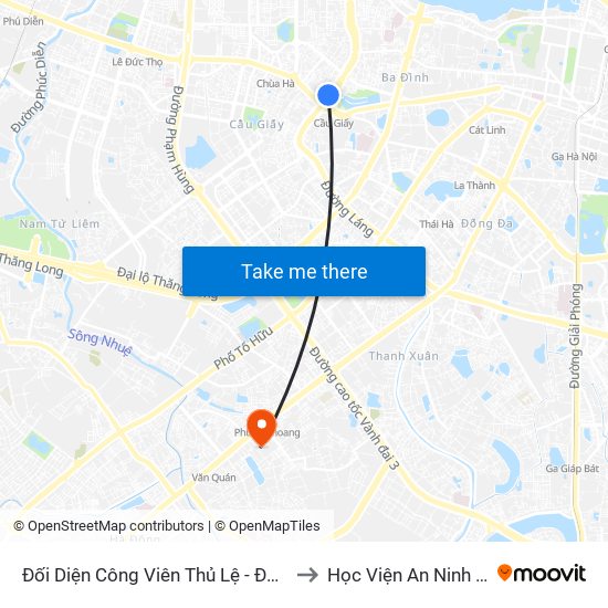 Đối Diện Công Viên Thủ Lệ - Đường Bưởi Dưới to Học Viện An Ninh Nhân Dân map