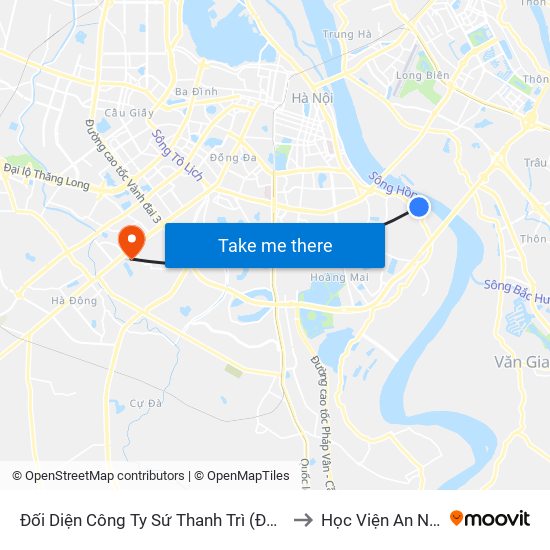 Đối Diện Công Ty Sứ Thanh Trì (Đối Diện 1044 Nguyễn Khoái) to Học Viện An Ninh Nhân Dân map