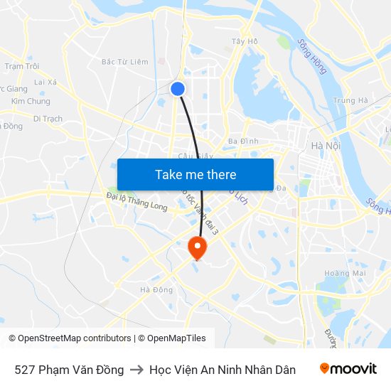 527 Phạm Văn Đồng to Học Viện An Ninh Nhân Dân map