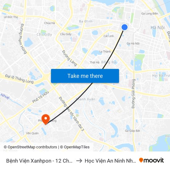 Bệnh Viện Xanhpon - 12 Chu Văn An to Học Viện An Ninh Nhân Dân map