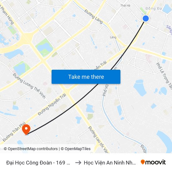 Đại Học Công Đoàn - 169 Tây Sơn to Học Viện An Ninh Nhân Dân map
