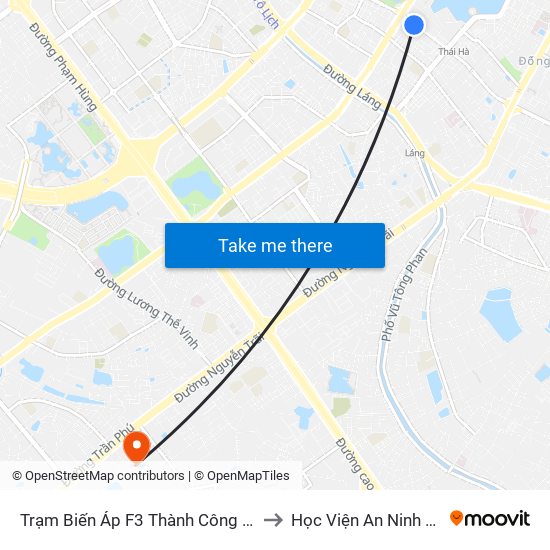 Trạm Biến Áp F3 Thành Công - 171 Thái Hà to Học Viện An Ninh Nhân Dân map