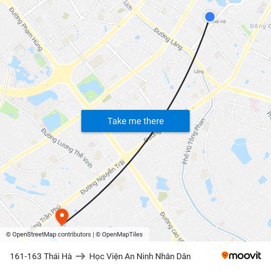 161-163 Thái Hà to Học Viện An Ninh Nhân Dân map